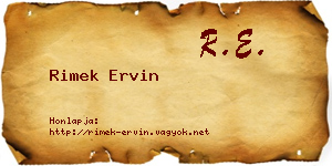 Rimek Ervin névjegykártya